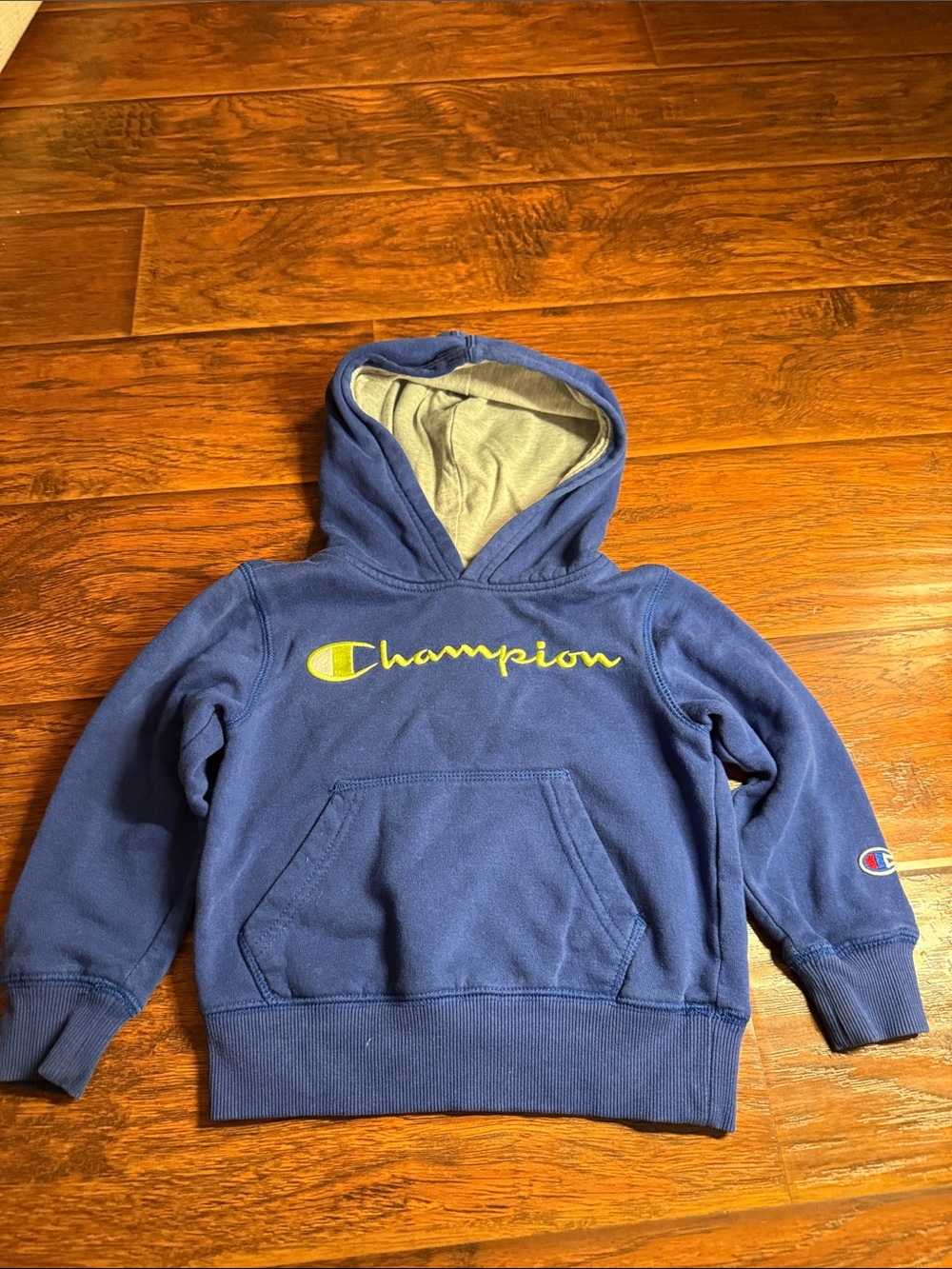 Champion Kids Blue Hoodie with Yellow Logo. 4T great condition